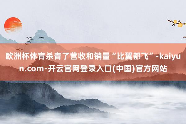 欧洲杯体育杀青了营收和销量“比翼都飞”-kaiyun.com-开云官网登录入口(中国)官方网站